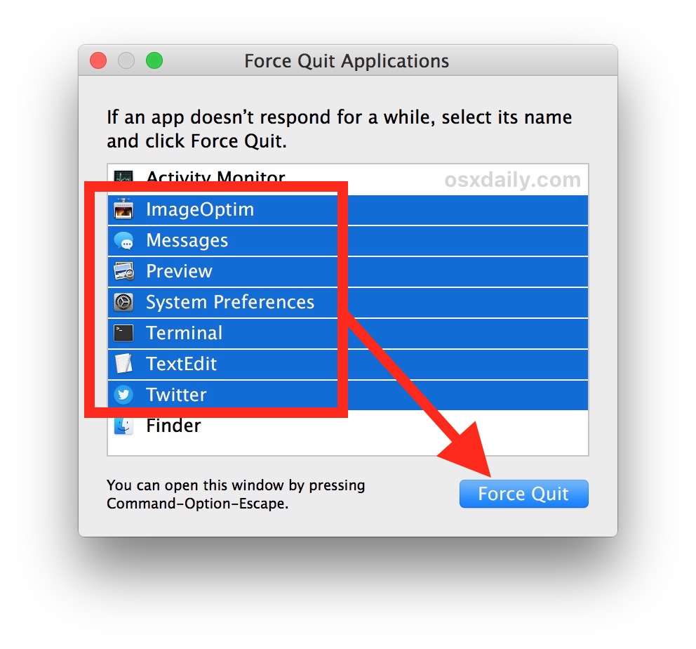 Force Quit Mac App Shortcut